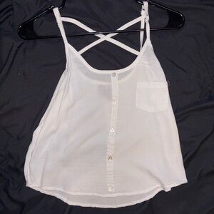 White Sleeveless Button-Down Top